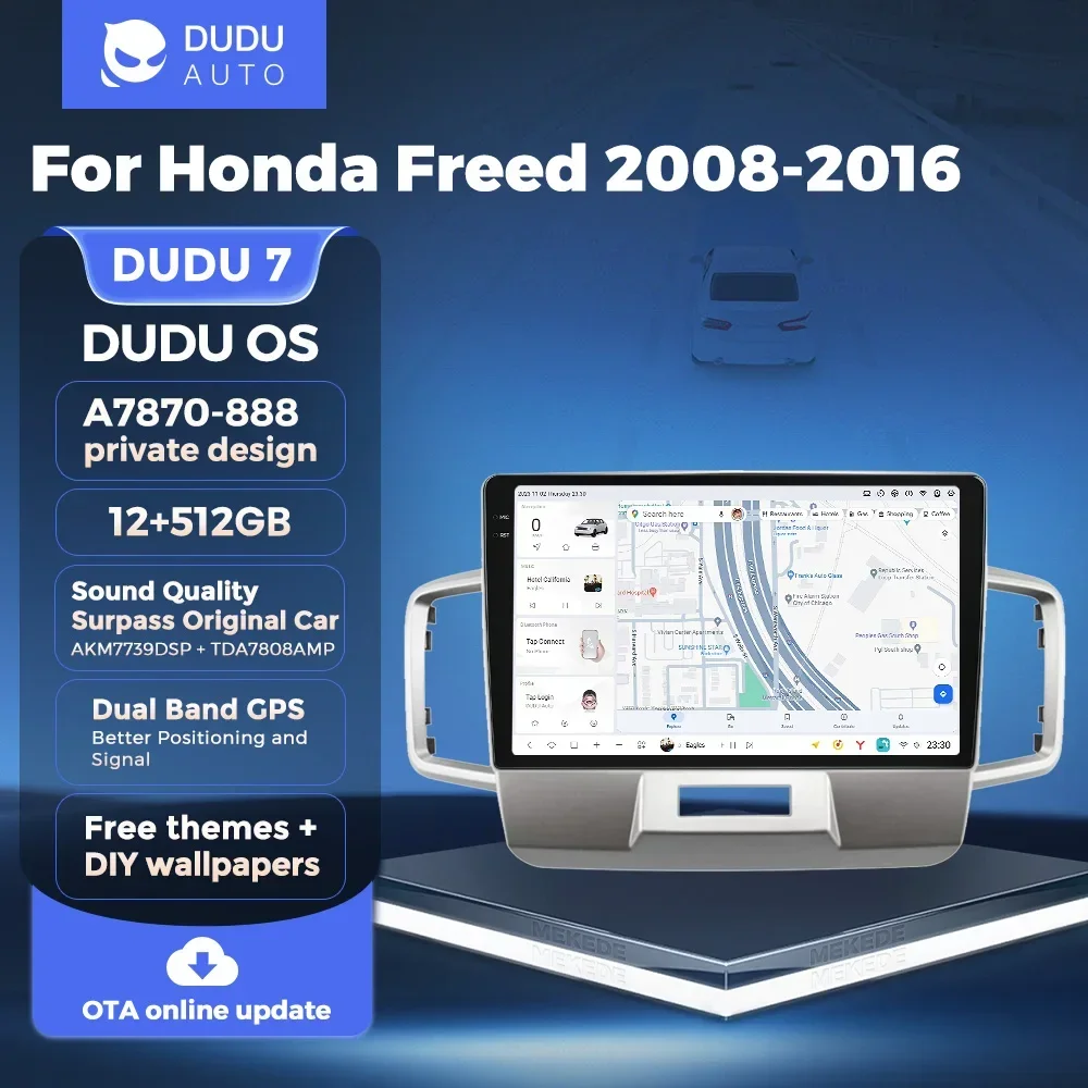 DUDU7 Pure Android 13 8-Core 12+512GB 2K Screen Car Radio Intelligent Navigation for Honda Freed 2008-2016 2 Din GPS 4G LTE WIFI