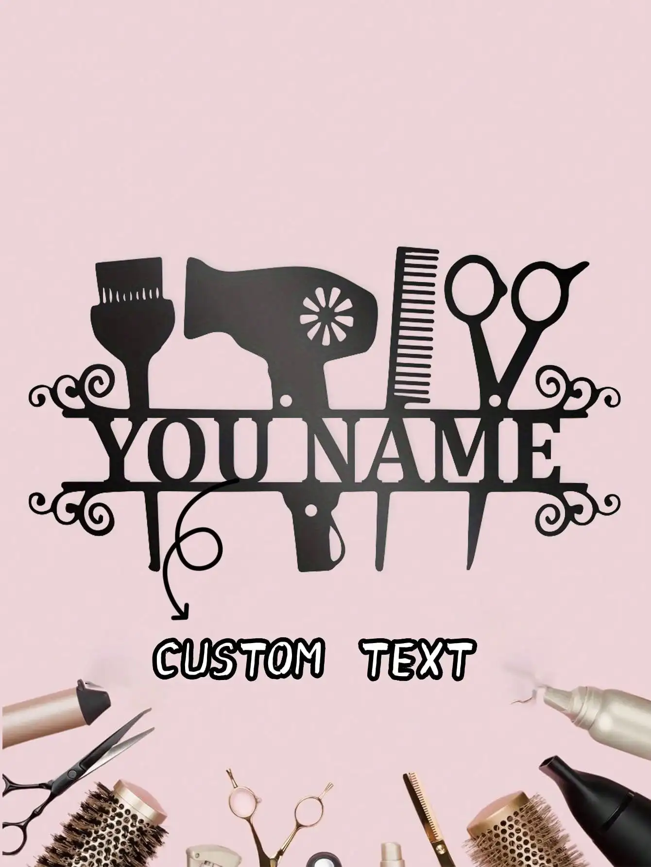 

Custom Metal Salon Wall Sign with Stylist Name Hairdresser Gift