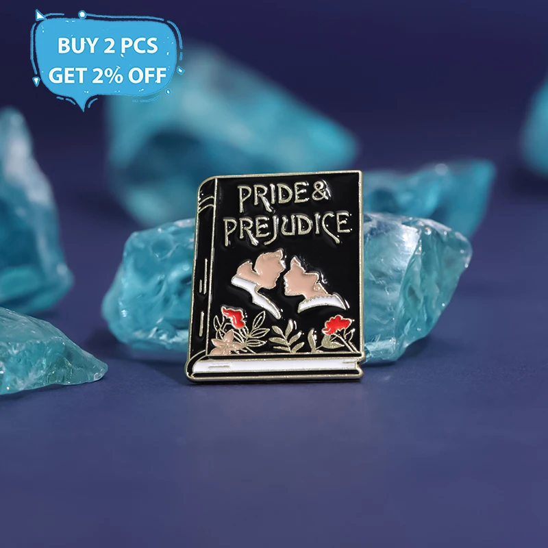 Pride Prejudice Book Enamel Pins Custom Romantic Drama Film Novel Brooches Lapel Badges Punk Gothic Jewelry Gift for Friends