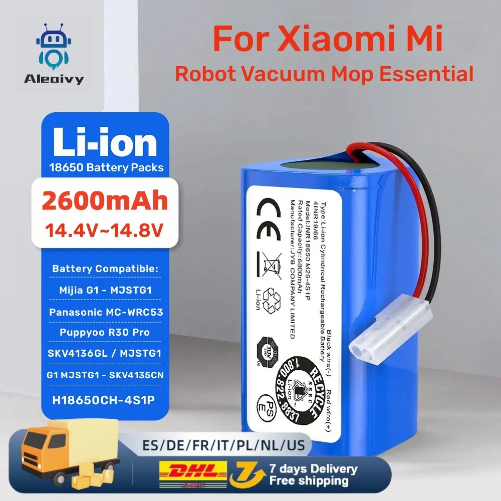 14.4V 2600mAh Lithium Ion Battery,Suitable for Xiaomi Robot Vacuum Mop Essential G1 (SKV4136GL) (MJSTG1) Robot Vacuum Cleaner