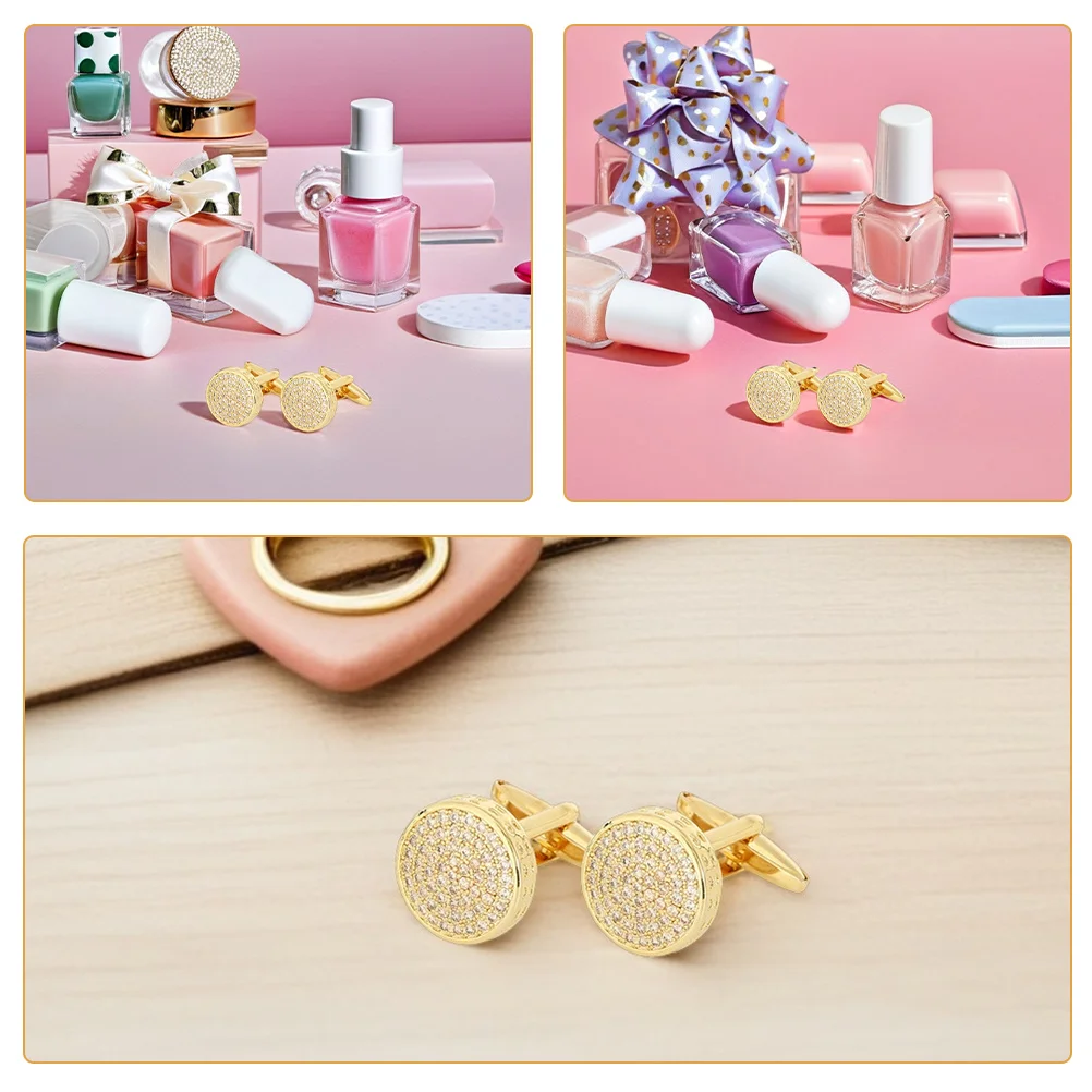 

5pcs 5 Pairs Cufflinks for Groom Button Covers Shirts Dress Studs Decorative with Rhinestones