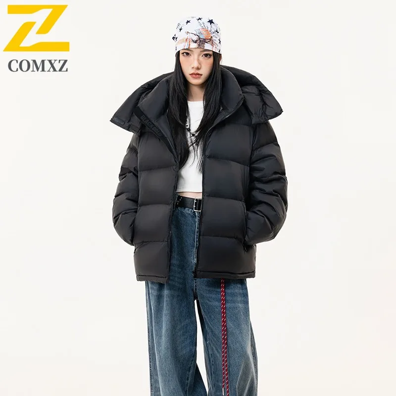COMXZ Korean Style Men Stand Collar Down Jacket Oversize Slim Fit Waterproof Keep Warm Fashionable Duck Down Streetwear 2025