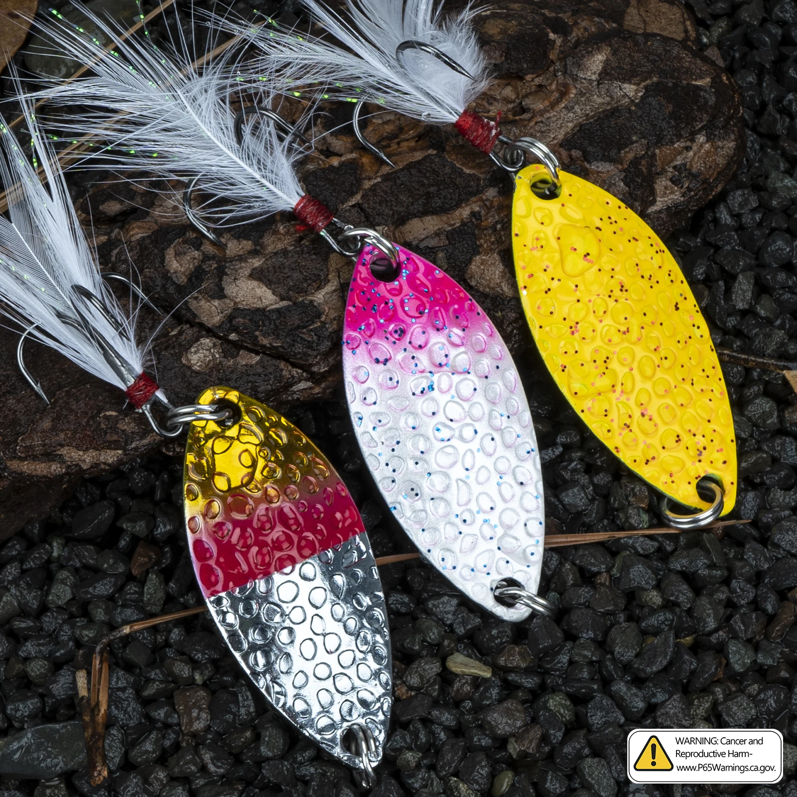 THKFISH 5pcs Fishing Metal Spoon Lures 14g Spinner Sequin Spoons Lure With Feather Treble Hook Hard Baits For Trout Pike Fishing