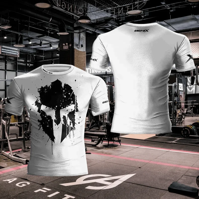 

Новинка 2025, мужская быстросохнущая футболка, шлем Spartan Warrior, рубашка премиум-класса, быстросохнущая компрессионная рубашка для фитнеса, мото с коротким рукавом