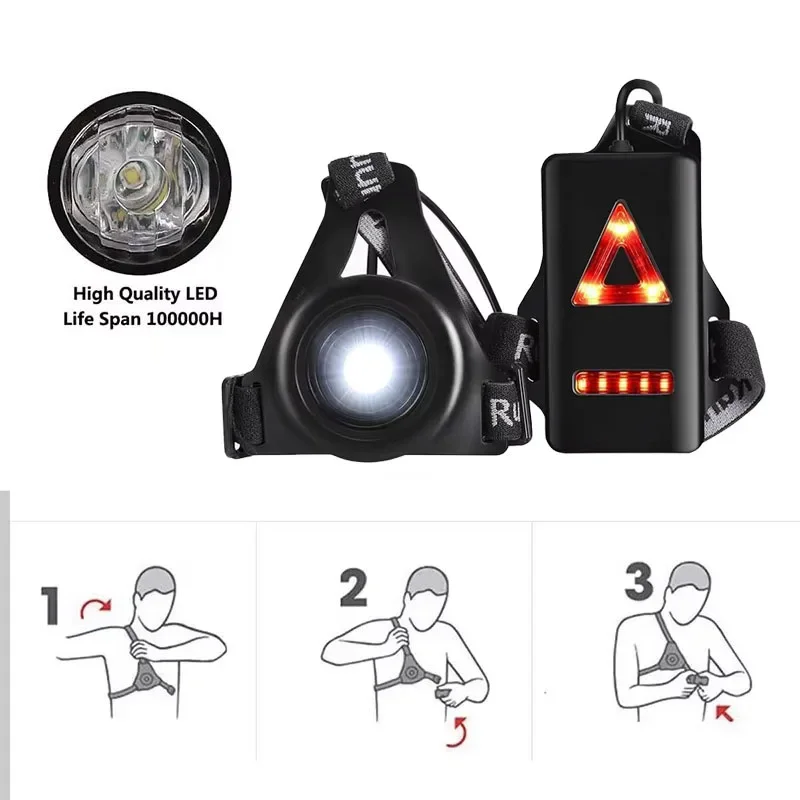 

Night Running Jogging Lights LED Chest Lamp Back Warning Light for Camping Bike Hiking Outdoor Running Adventure USB