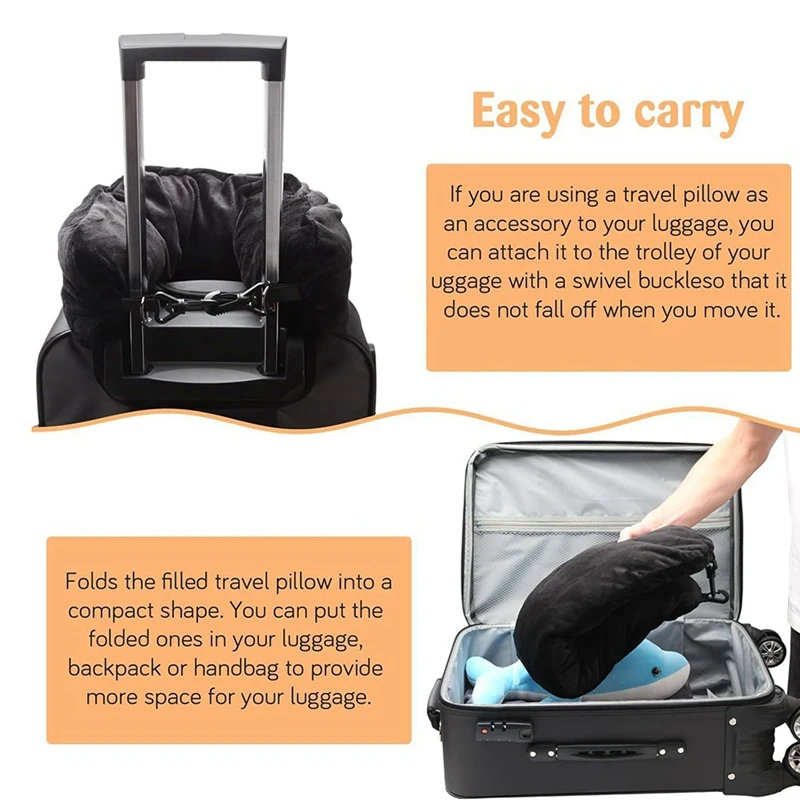 Travel Pillow Stuffable With Clothes As Carry-On,Multifunctional U-Shaped Pillowcase For Business, Trip, Outdoor