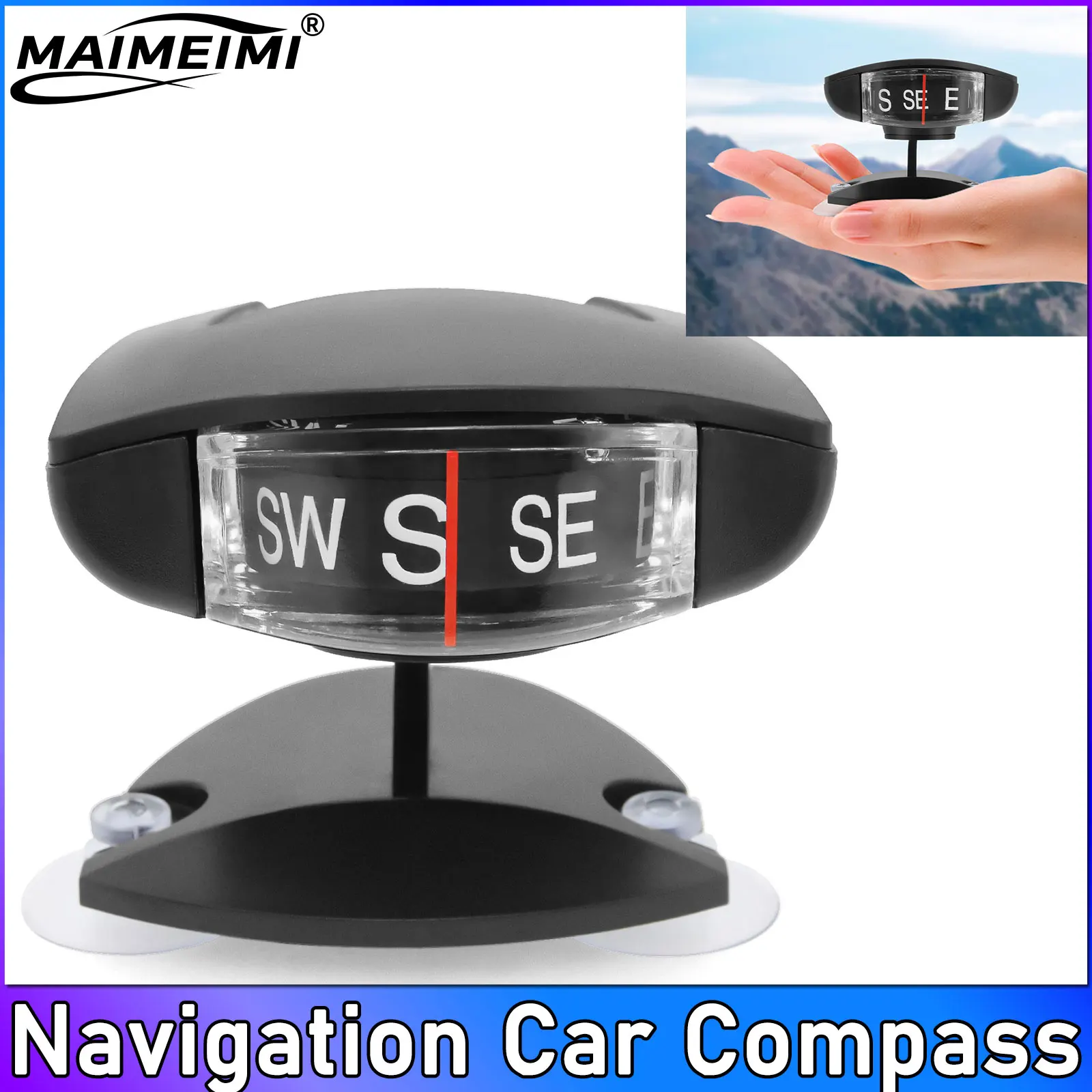 

Автомобильный навигационный компас + присоска, мини-направляющая, компас для салона автомобиля, установленный инструмент для вождения, кемпинга, указания направления