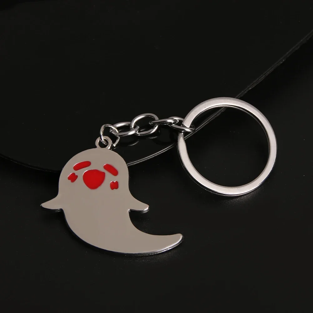 Genshin Impact Liyue Harbor Hu Tao Cute Ghost Keychain Metal Keychain Collar Game Periphery Jewelry Gift For Fans Cosplay