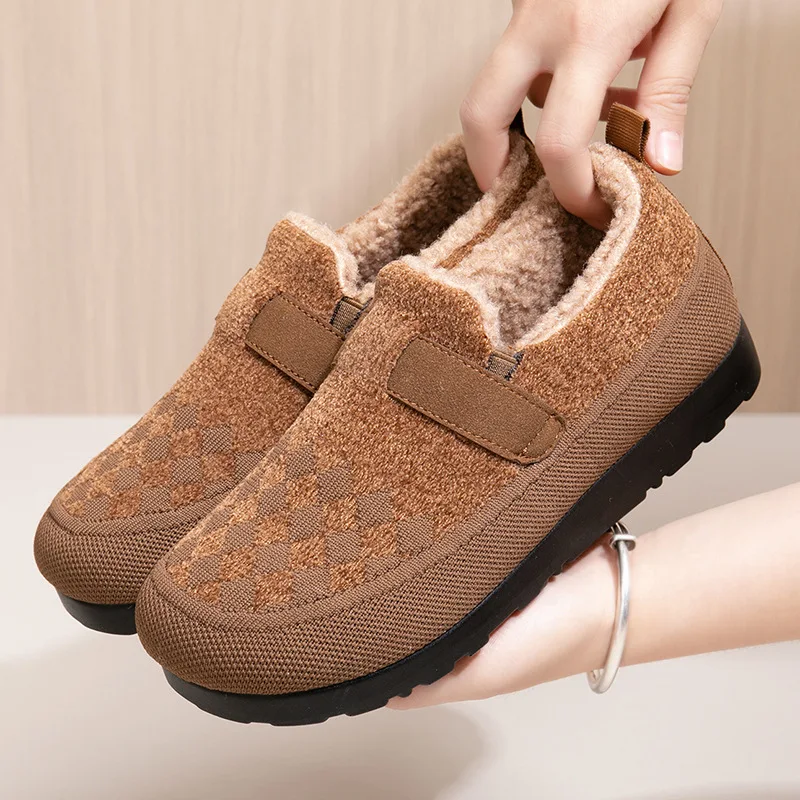 Women Suede Warm Plus Cotton Slippers Winter New Lightweight Soft Plush Shoes Thick Sole Ladies Non-slip Slip-on Cotton Shoes