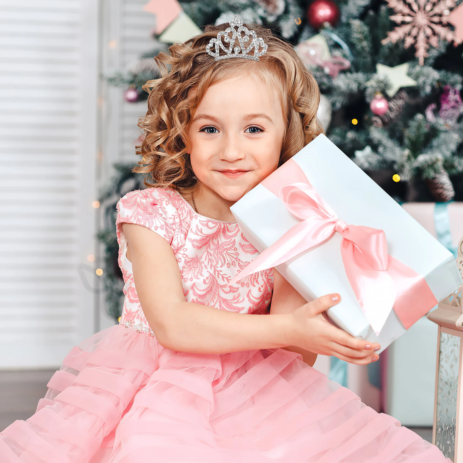 

4pcs s Princess Crown Rhinestone Tiara Hair Comb Silver Crystal Accessories For Girls Toddlers Party School Flower Girl
