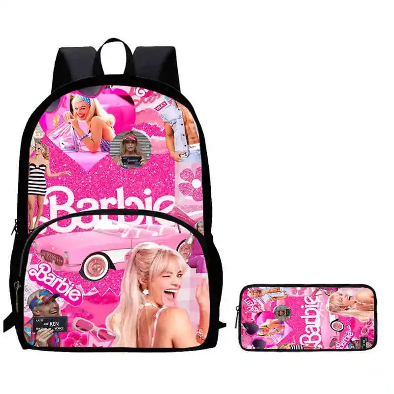 Barbie Girl School Backpack with Front Pocket,Cartoon School Backpack for Girls Boys,Light Weight Anime Kids Bags