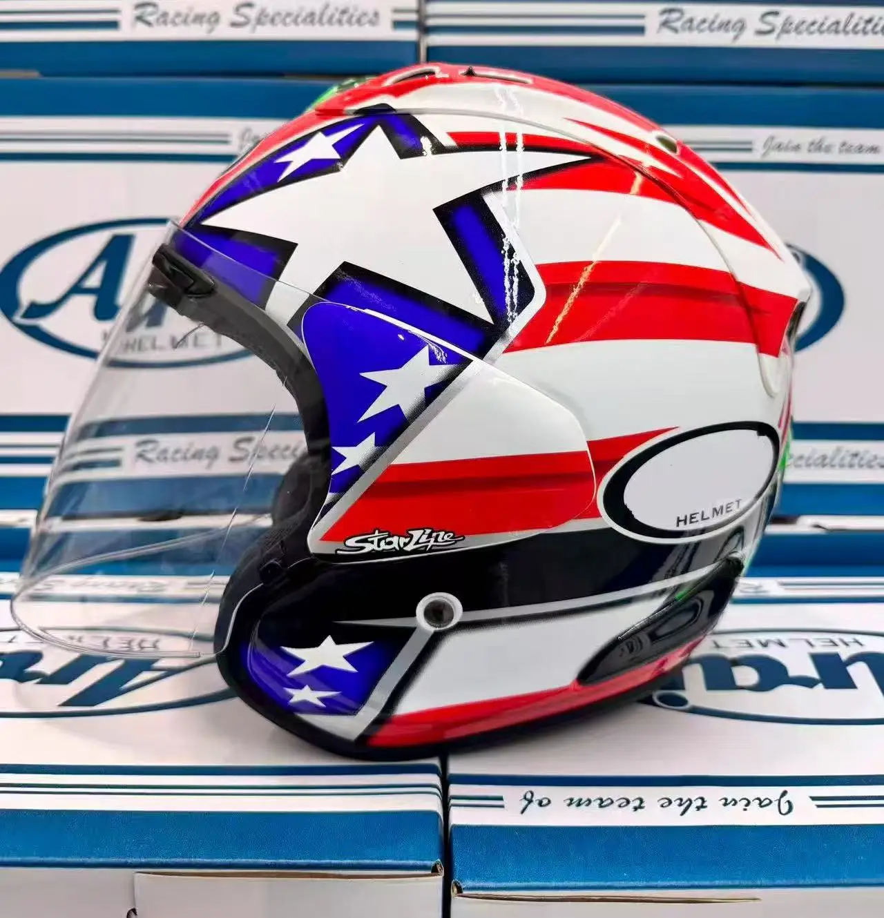 Open Face Motorcycle helmet vz ram 3/4 hlemet Nicky Hayden Flag   helmet Riding Motocross Racing Motobike Helmet