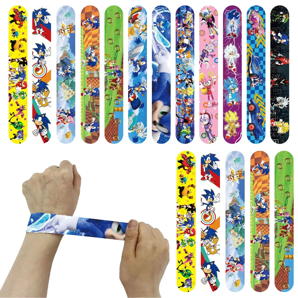 10/20/30pcs Anime Soniced Slap Bracelet Birthday Party Supplies Children Boys and Girls Birthday Toy Gifts Bracelet Decoratio