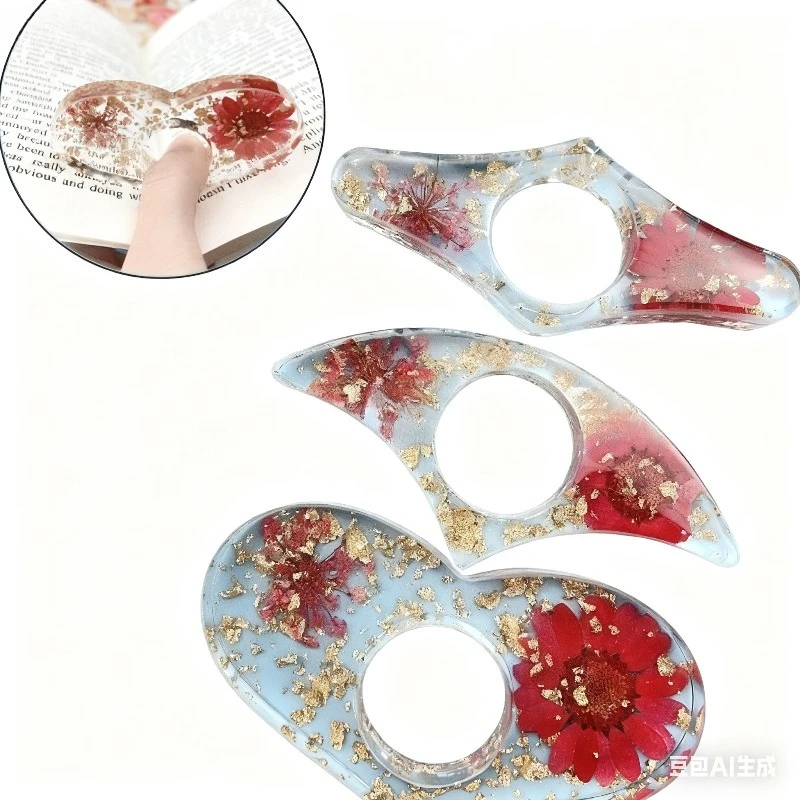 

Dried Flower Book Page Holder Weight Resin Book Paper Thumb Press Reading Aid Support with Real Botanicals Epoxy Bookmark Gift