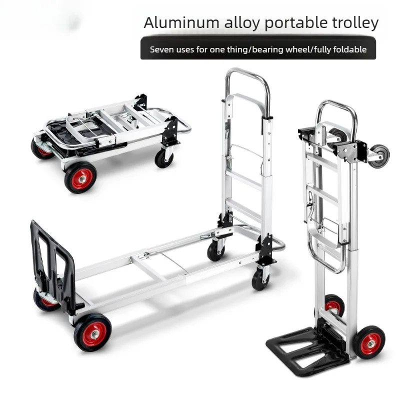 Multi functional aluminum alloy folding handcart, extendable flatbed, portable luggage cart, handling cart, trolley cart