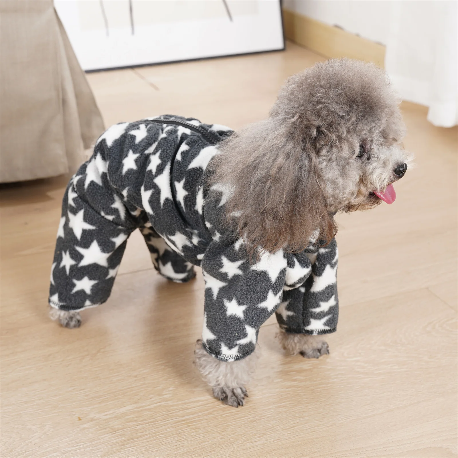 Fleece Dog Coat for Small Dogs Windproof Warm Pet Jumpsuit with Zipper Doggie Winter Outfit Fully-Covered Tummy for Boy/Girl Dog