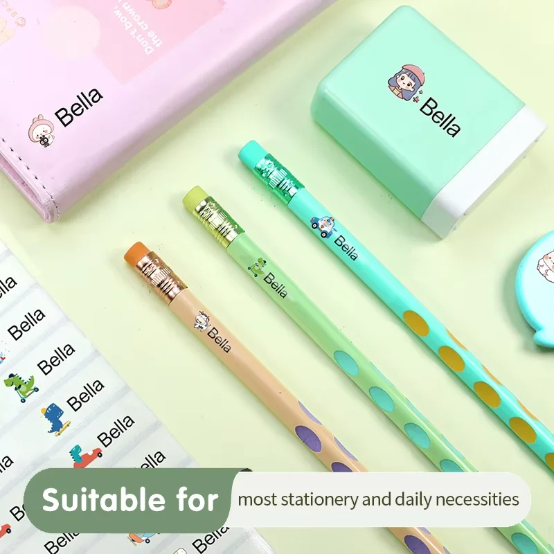 60pcs uv Name Sticker Custom Waterproof Kawaii Decals Personalized First Name Label for Children School Stationery Bottle Tag