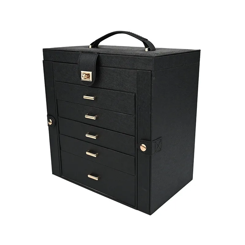 Leather Jewelry Storage Box Retro Pendant Necklace Case Large Capacity Jewellery Cases Ring Earring Bracelet Organizer Boxes