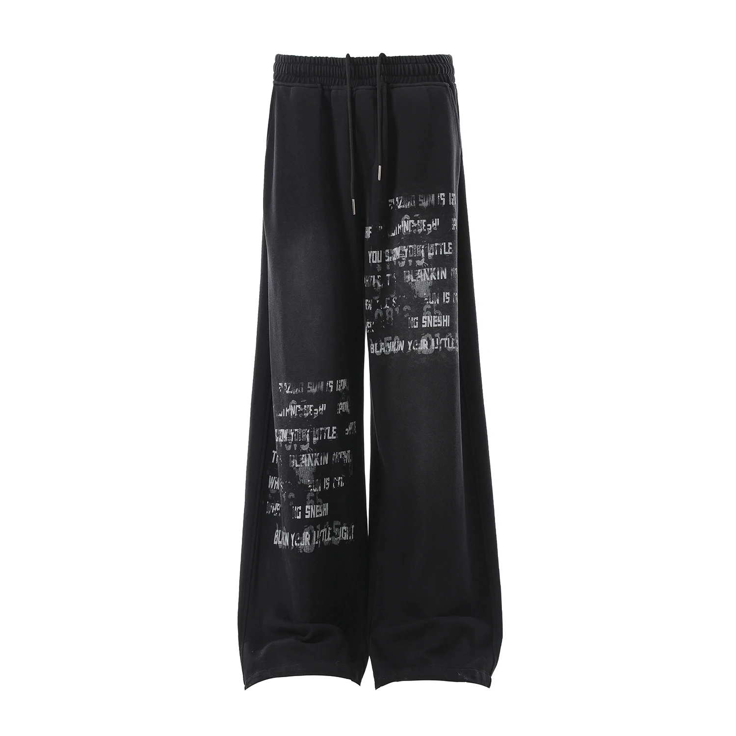 Letters Washed Distressed Prints Spray Dyed Wide Sweat Pants Cotton Men's and Women's Straight Leg Sweatpants Oversized Joggers