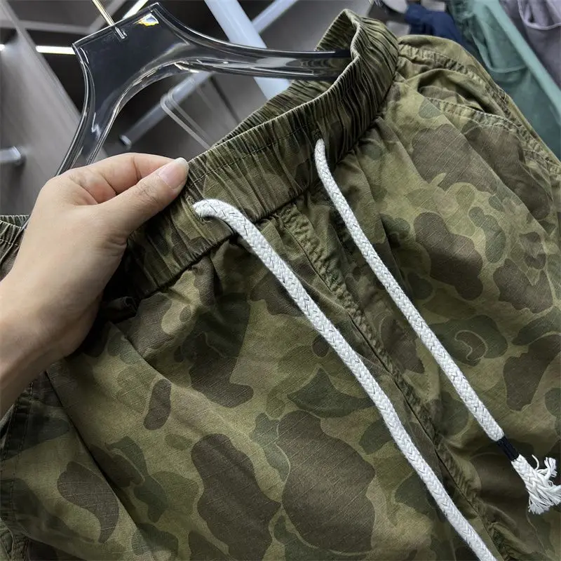 Summer Large Size 300 Pounds Hong Kong Style Camouflage Workwear Shorts Casual Loose Men's Pants Big Pocket Five-Point Pants