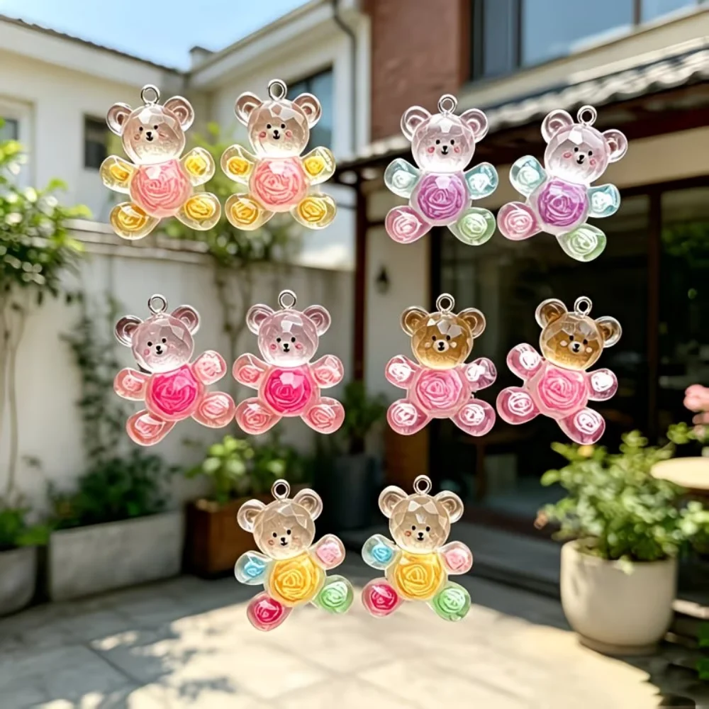10pcs Mini Kawaii Resin Shining Bear Flat Back Cabochons Scrapbook Diy Party Hairpin Accessories Home Decoration Craft