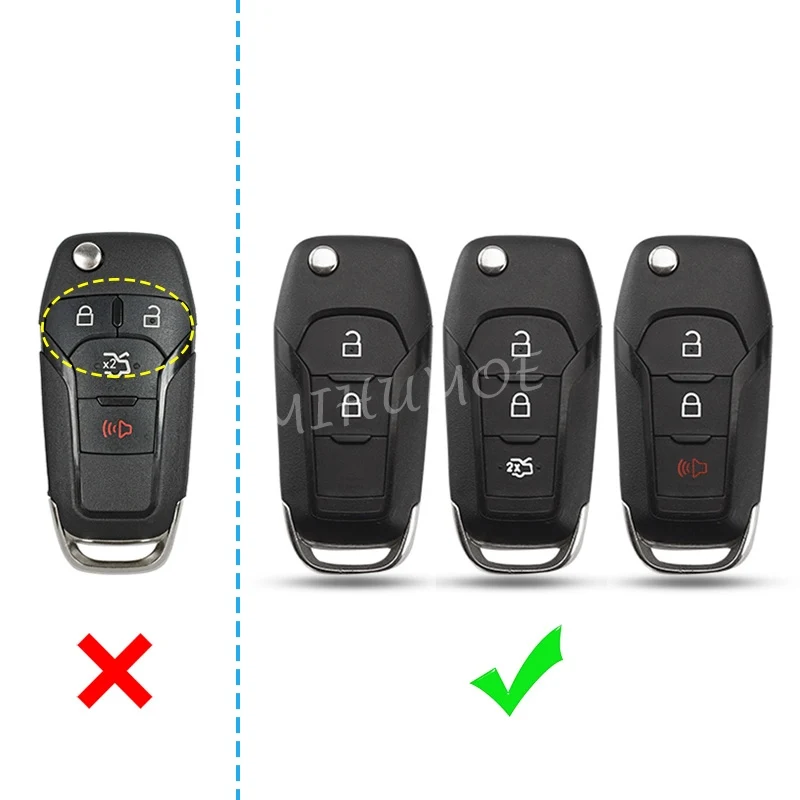 Black Transparent Flip Key Fob Case Cover Keychain For Ford F-150 Bronco Explorer MK4 Escape Focus Ecosport Expedition Ranger