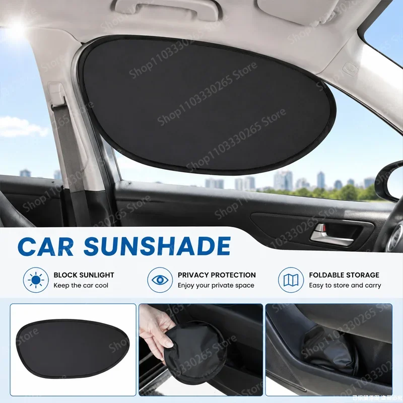 Portable Black Car Side Window Sunshade, Light Block Privacy Screen Foldable Storage Auto Visor For Most Vehicles
