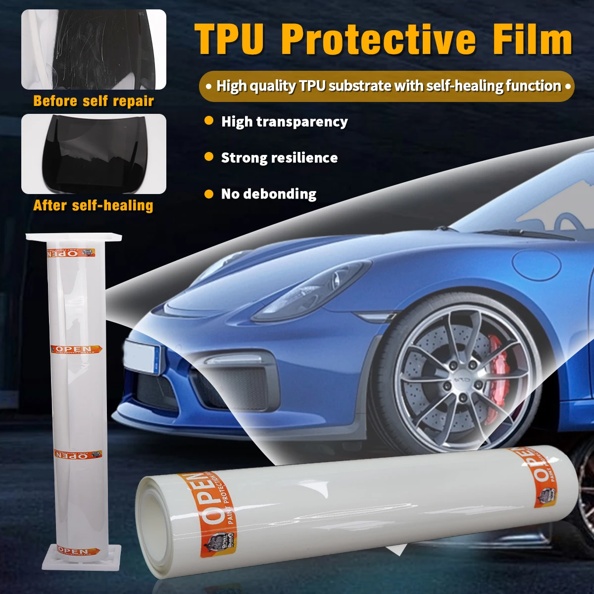 

TPU-7.5Mil Invisible Car Cover Full Car Film Scratch Self-Healing Scratch Resistant to Enhance Paint Brightness Suitable Any Car