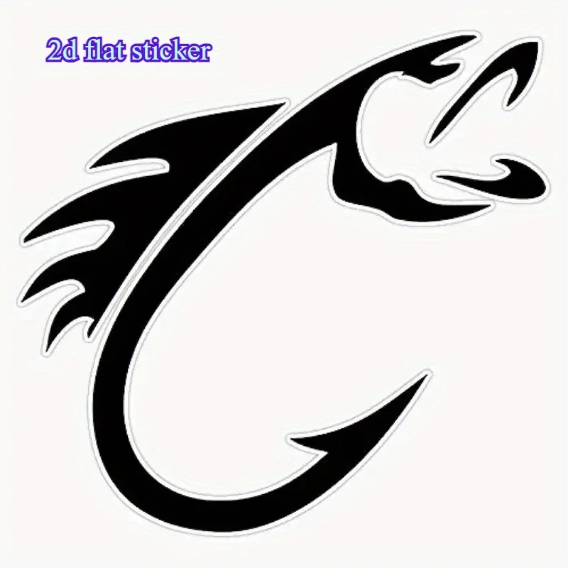 Fishing Hook Shaped Car Stickers for Laptop Water Bottle Phone Car Truck Van SUV Motorcycle Vehicle Paint Window Wall Cup Bumper
