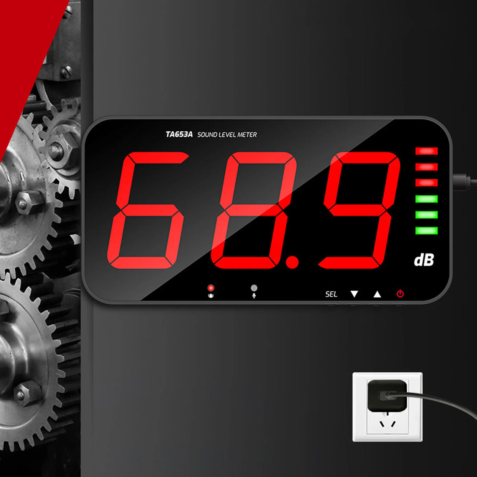 

Decibel Meter Recorder Wall Mount Noise Sound Level Measuring Set Large Screen Industrial Use Noise Decibel Meter Decibel Meter