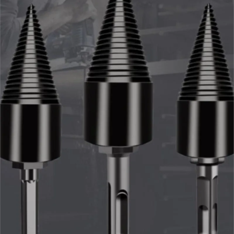  Black Steel Firewood chopper Chop Wood Drill Bit Splitting Tool Splitting Cone Log Splitters Wood Household Tool