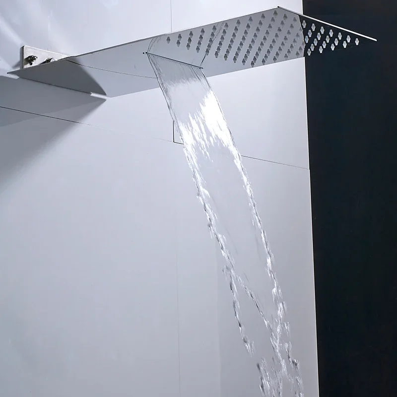 

Vidric Vidric 2 Functions Digital Display Shower Faucets Set Chrome Ultrathin Rain Waterfall Shower Head Digital Mixer Tap Bath