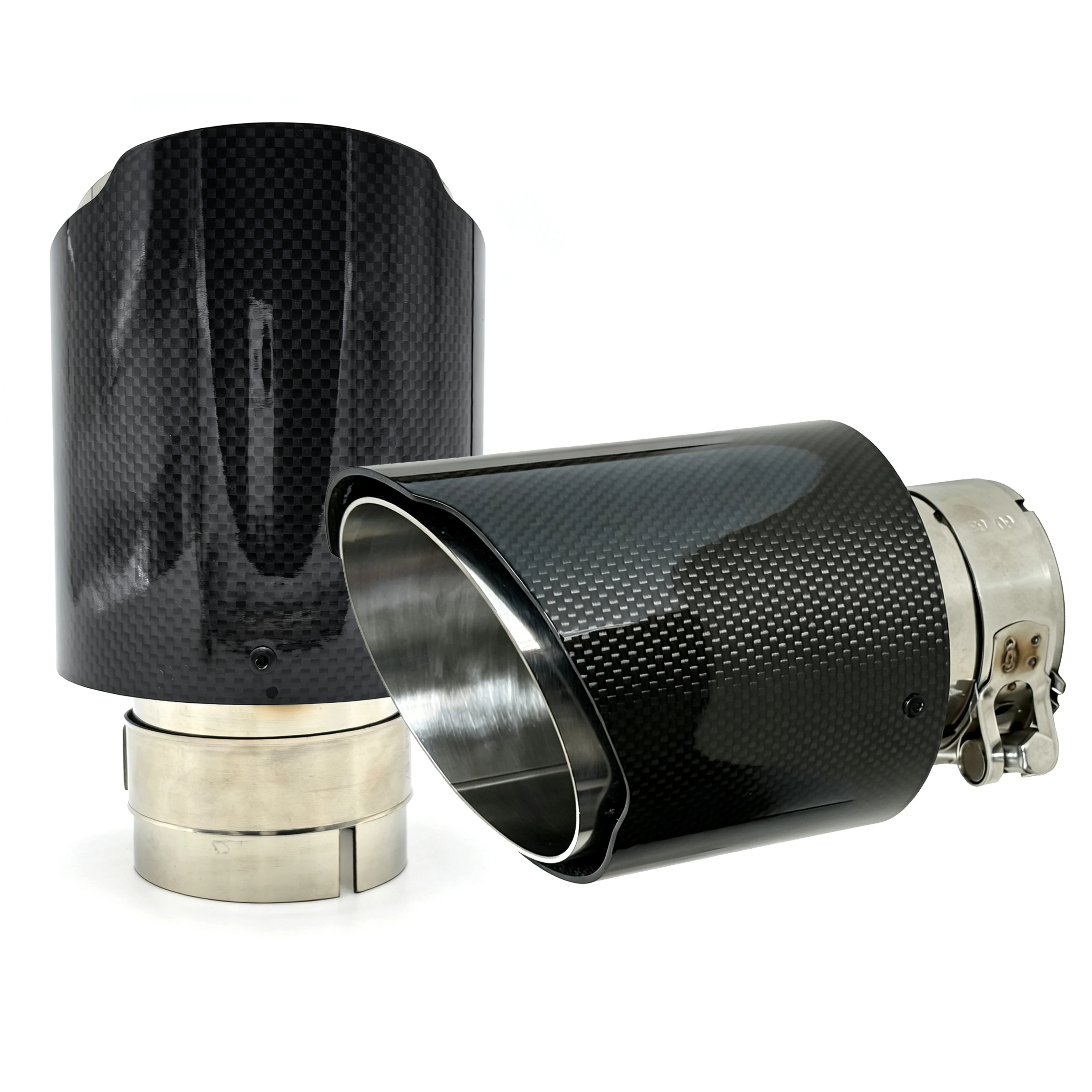 1 Pcs Universal Car Carbon Fibre Tail Throat Stainless Steel Sand Blast Glossy Muffler Exhaust Nozzle Tip