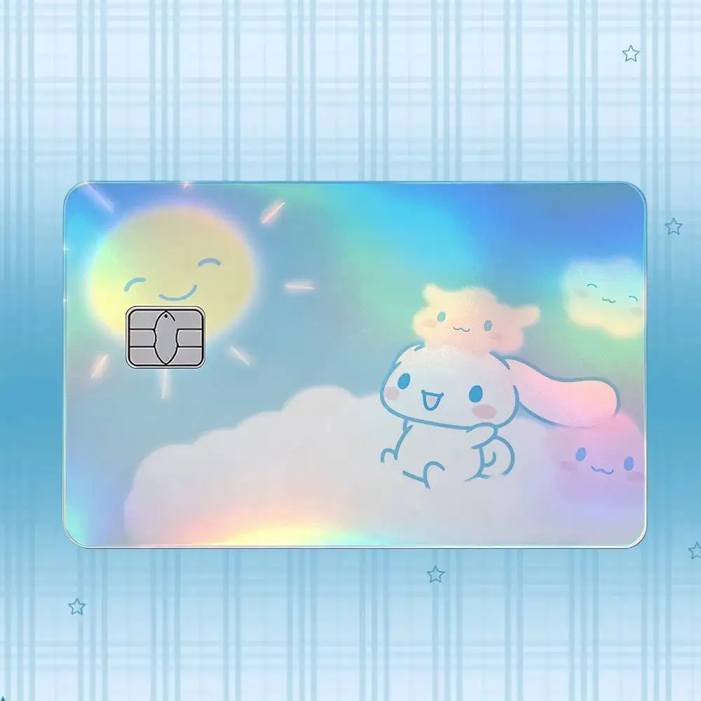 C-Cinnamoroll Laser-Holografischer Karten-Skin-Aufkleber für Kredit- und Debitkarten – 4 Stück/Set, wasserfester, kratzfester Schutz – Detail 6