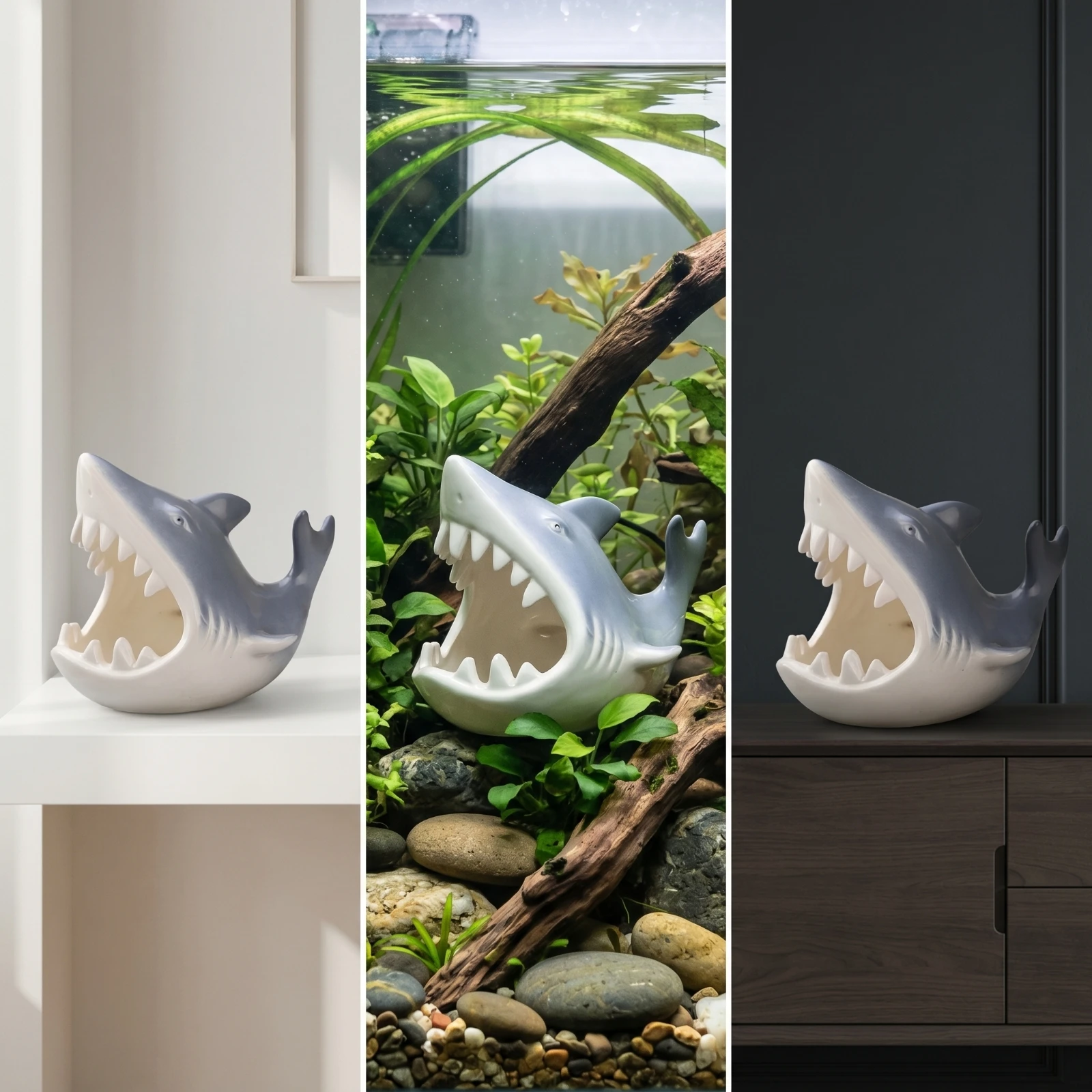 Hide Cave Ceramic - Tempat Berlindung Akuarium dengan Mulut Terbuka