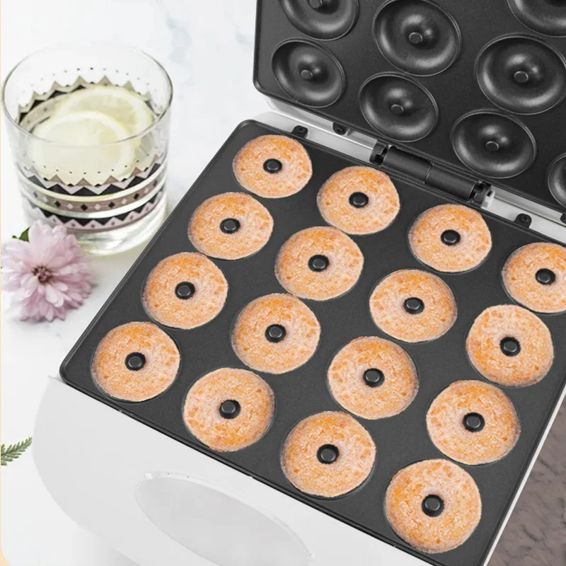 Household Prolific 16 Caves Donut Maker Strong Power Double-Sides Heating Non Stick Waffle Bread Cake Pan Breakfast Machine