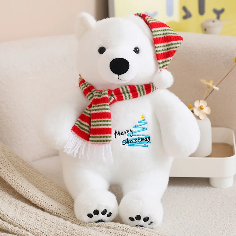 Explosive scarf polar bear doll Christmas scarf polar bear Christmas hat girl holiday gift doll wholesale