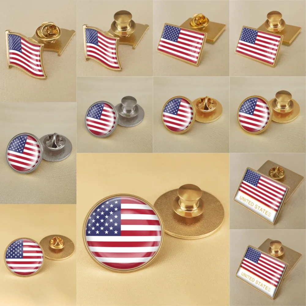 1pc USA National Flag Badge Butterfly Buckle Accessory Patriotic Flag Badge Lapel Pins America Decoration Craft Gift