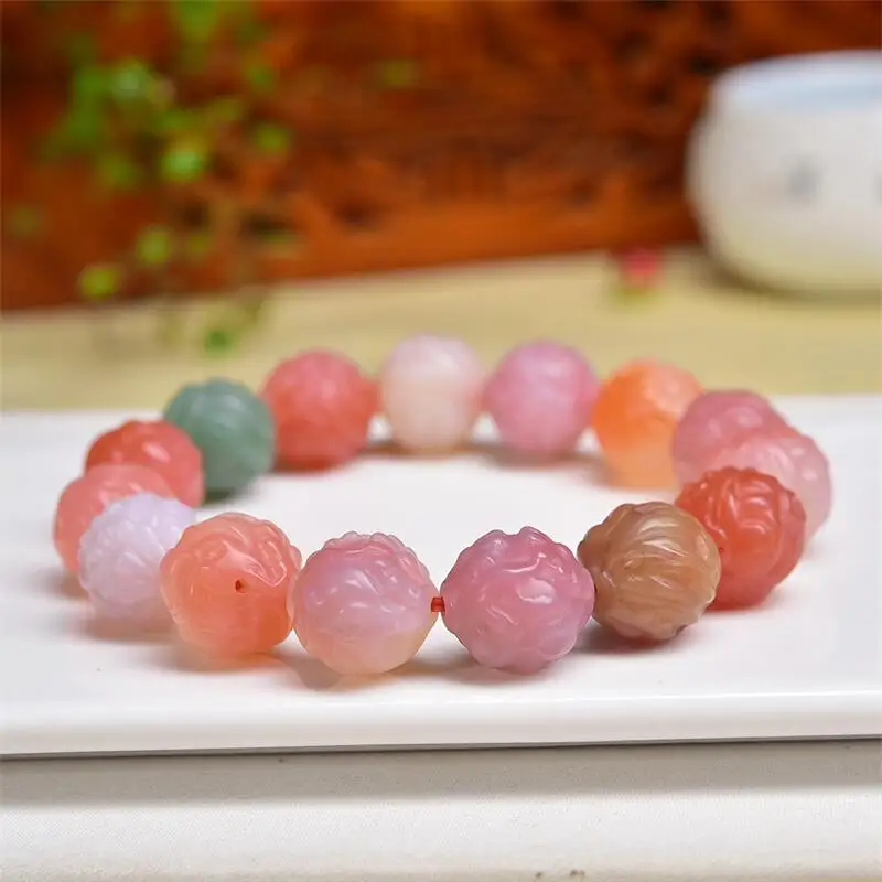 

Natural Yanyuan Agate Fox Fairy Bead Bracelet Handmade Crystal Quartz Jewelry Stretch Bangle Children Birthday Gift 1pcs 11/14MM