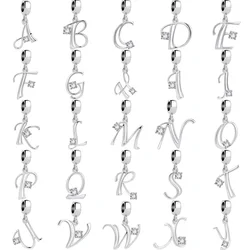 925 Sterling Silver plated Charms Original Letter Alphabet A-Z Pendant Beads Fit Bracelets Necklaces Diy Jewelry