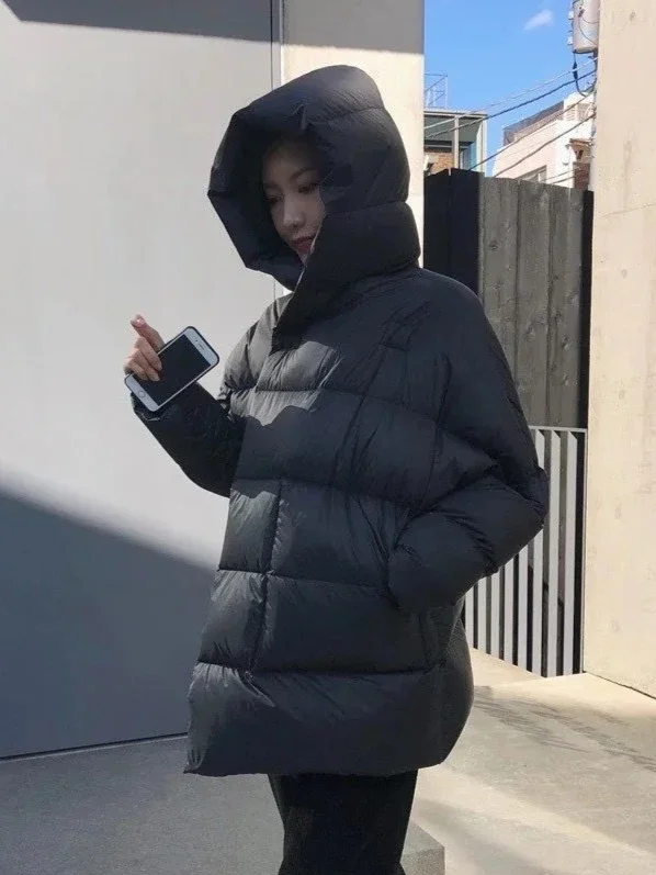 

2025 зимняя новая женская куртка-пуховик с капюшоном, свободная теплая европейская куртка