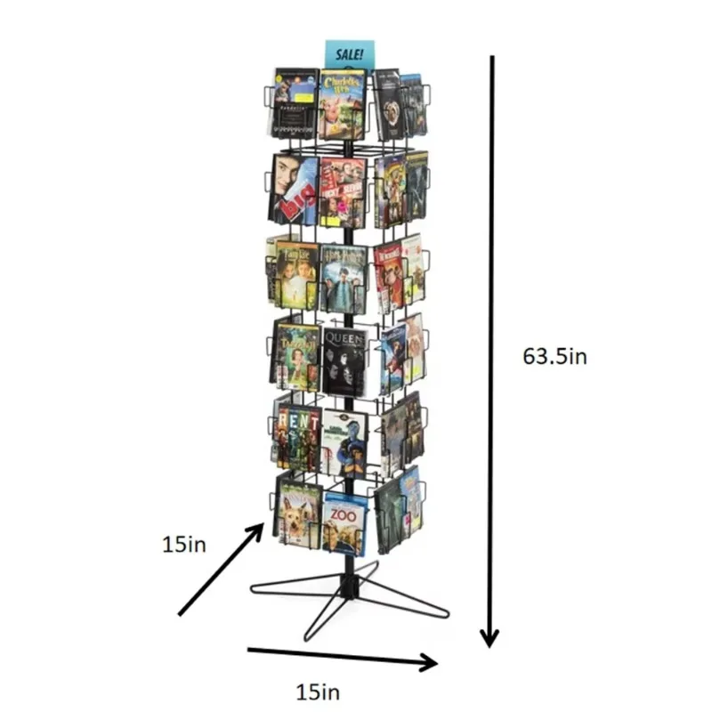 Rotating Floor Metal Pocket Post, Stand Rack, Cartão, Display CD, Calendário, Revista