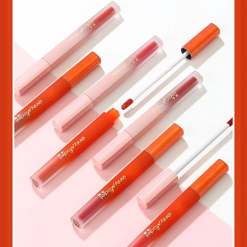 Velvet Orange Lipstick Brighten Skin Matte Lipsticks Waterproof Long Lasting Lip Stick Lip Tint Women Korean Cosmetic Lip Glaze