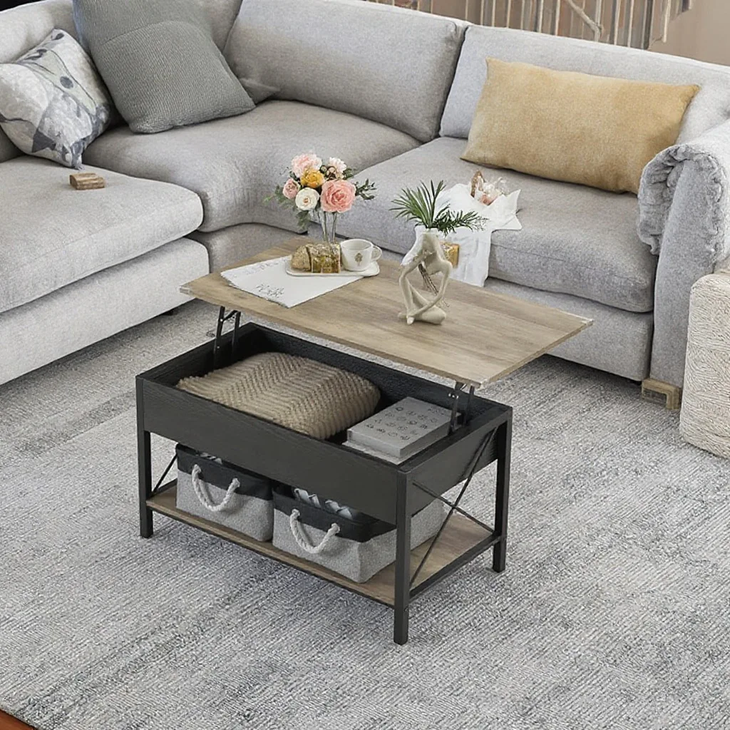 Hidden compartment Lifting coffee table Dining table Coffee 4 in 1 Multifunctional