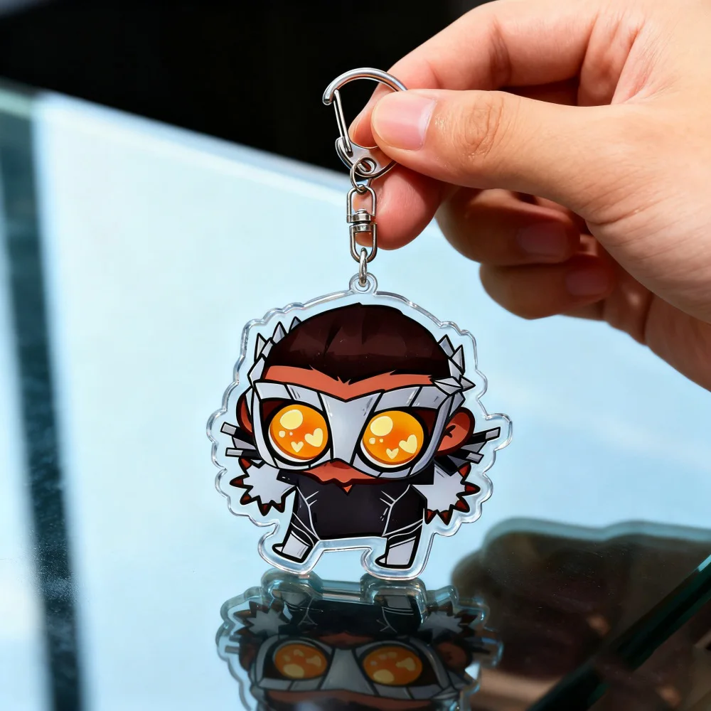 Cartoon Game Dispatch Keychain for Accessories Mecha Man Blonde Blazer Robert Robertson Keyring Jewelry Gaming Fans Gifts