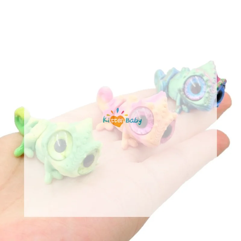 3D Printed Mini Chameleon Figures Movable Joint Big Eyes Lizard Model Fidget Toy Home Decor Desktop Ornament Gift Collection
