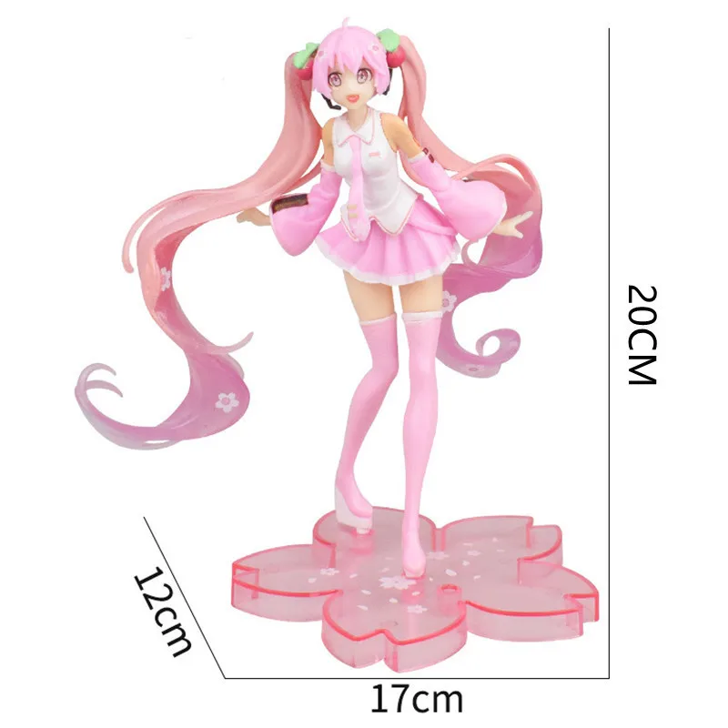 18cm hatsune miku flor de cerejeira dança linda menina anime modelo artesanal figuras de ação desktop caso decoração ornamento presente