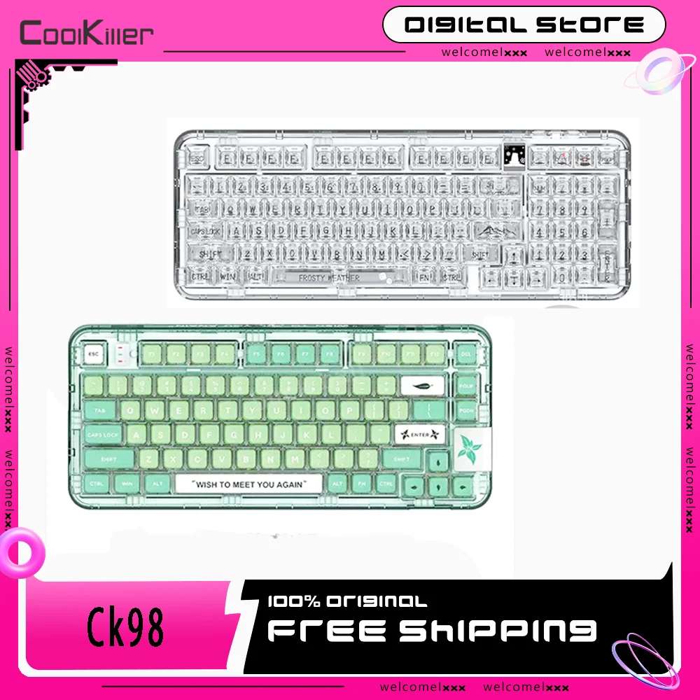 Coolkiller Ck98 Polar Bear Wireless Mechanical Keyboard RGB Gasket Customization Hot-Swap Transparent Bluetooth Gaming Keyboards