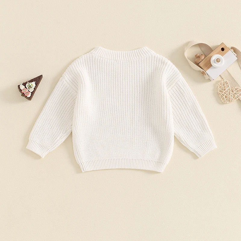 Little Kid Infant Baby Boys Sweater Letter LIL BIG Bro Star Embroidery Long Sleeve Knitwear Round Neck Loose Fit Pullover