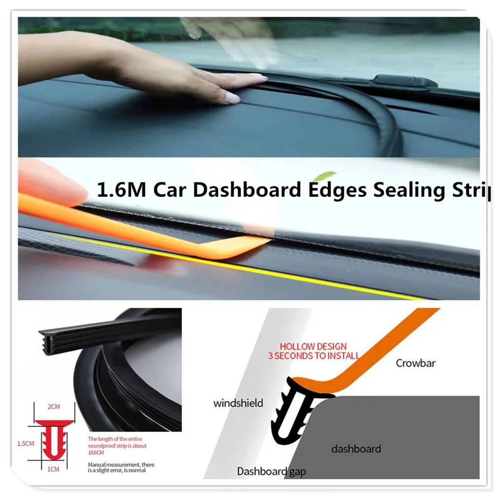 UType 1.6M Car Dashboard Strip Front Windshield Sealing Rubber Strips for BMW EfficientDynamics 335d M1 M-Zero 545i 530xi